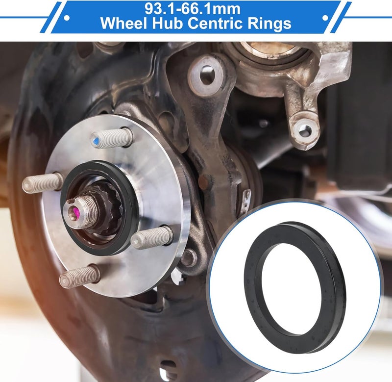 VekAuto 93.1mm to 66.1mm Car Wheel Hub Centric Rings Black Polycarbonate Wheels Center Shaft Shock Absorbing Hubrings 4 Pcs - Image 2